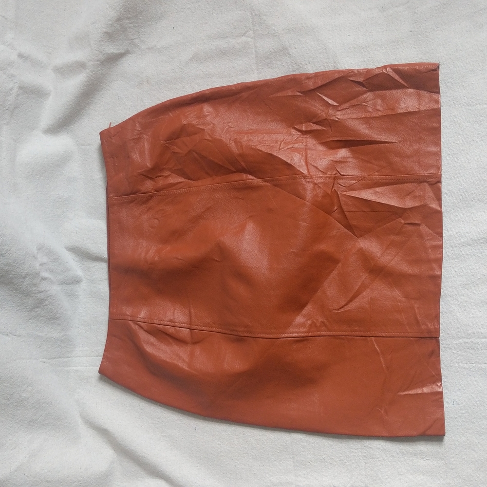 VTG Burnt Orange Genuine Leather Pencil Skirt